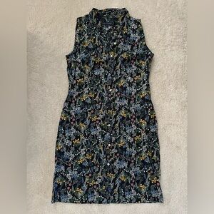 Tommy Hilfiger Black Floral Midi Collared Dress